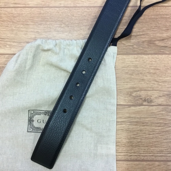Authentic Gucci Belt Black leather chrome Gucci buckle size 85-34 - Picture 7 of 11